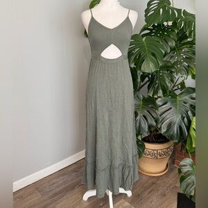 aerie  green-look/gray strap shoulder & stretch back maxi dress Size SP